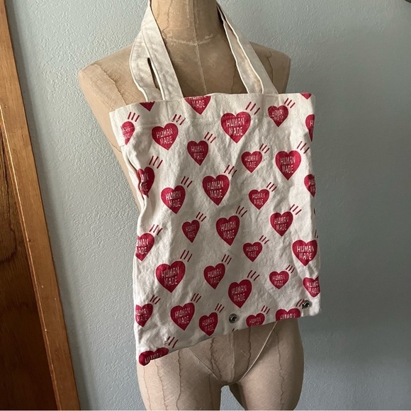 Human Made Other - HUMAN MADE Small Canvas Tote Bag Heart Print Ape Japan Nigo
